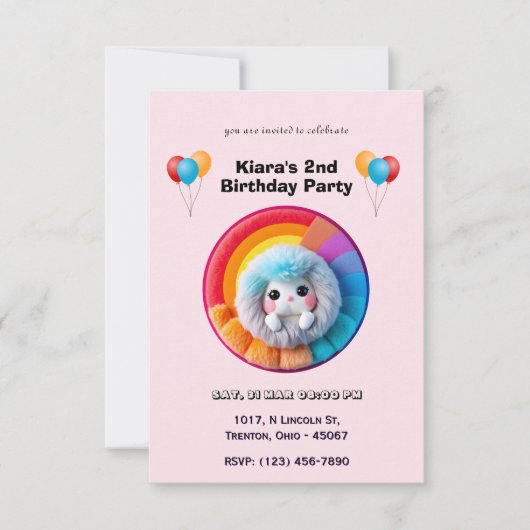 Joli Rainbow Plush Toy Carte Anniversaire (Devant)
