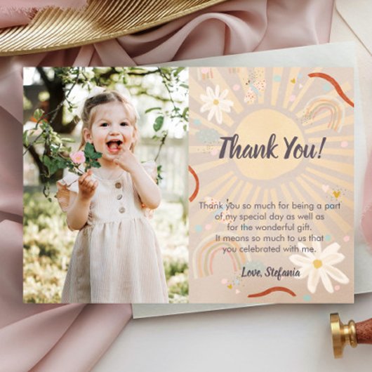 Joli Rainbow rose Carte de remerciements d'anniver