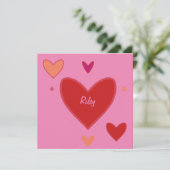 Joli Red & Peach Hearts Carte Saint-Valentin (Debout devant)