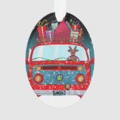 Joli Red Père Noël Van Reindeer Chien neige Noël (dos)