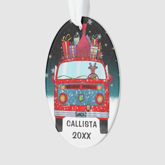 Joli Red Père Noël Van Reindeer Chien neige Noël (devant)