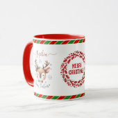 Joli Reindeer Noël Enfants Chocolat Chaud Mug (Devant gauche)