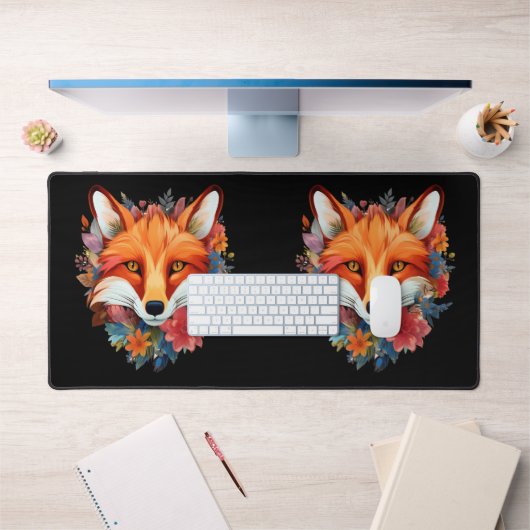 Joli Renard Aquarelle Fleur Beau (Bureau 1)