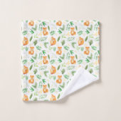 Joli renard d'aquarelle et Feuilles verts (Gant de toilette)