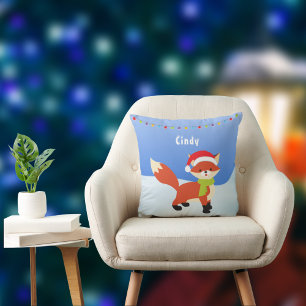 Joli renard de Noël sur oreiller à lancer de nei