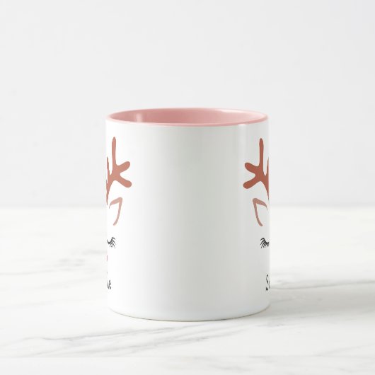 Joli Renne de Noël Face de vacances Mug (Centre)