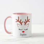 Joli Renne de Noël Face de vacances Mug (Gauche)
