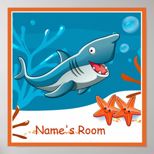 Joli requin aquatique Custom Kids Room Poster (Devant)