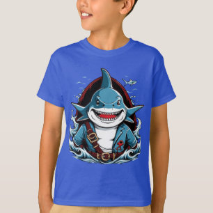 Joli requin pirate sur un bateau T-shirt