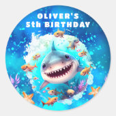 Joli requin Stickers Bleu d'anniversaire (Devant)