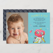 Joli Robot | Carte Photo de Remerciement à Plat (Devant / Derrière)