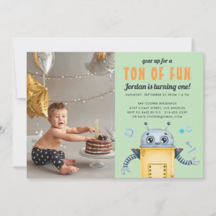 Joli Robot Invitation Photo pour Anniversaire En