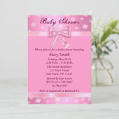 Joli rose Avec Fleurs Baby shower Invitation (Debout devant)