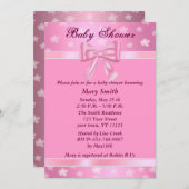 Joli rose Avec Fleurs Baby shower Invitation (Devant / Derrière)