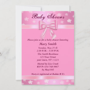 Joli rose Avec Fleurs Baby shower Invitation