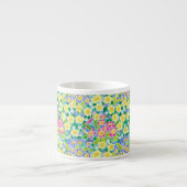 Joli rose, Bleu, Primroses Jaunes Espresso Mug (Devant)