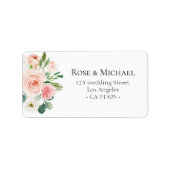 joli rose et blanc étiquette de adresse de fleurs (Devant)