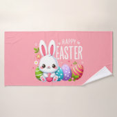 Joli, rose et heureux lapin de Pâques (Serviette de bain)