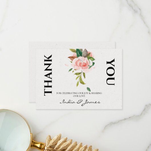 Joli Rose et Merci Mariage feuillage (Devant/Arrière en situation)
