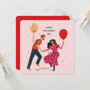 Joli rose et rouge danseurs gens carte valentine