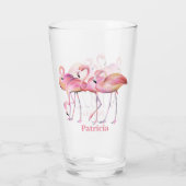 joli rose flamingo ajouter nom plage Verre (Dos)