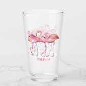 joli rose flamingo ajouter nom plage Verre (Devant)