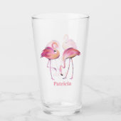 joli rose flamingo ajouter nom plage Verre (Devant)