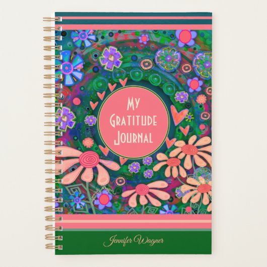 Joli rose Fleurs Coeurs Gratitude Journal (Devant)