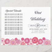 Joli rose Fleurs Florales Programme de mariage Liv (Devant)