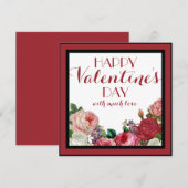 Joli Rose Floral Bonne Valentines Carte de jour (Devant / Derrière)