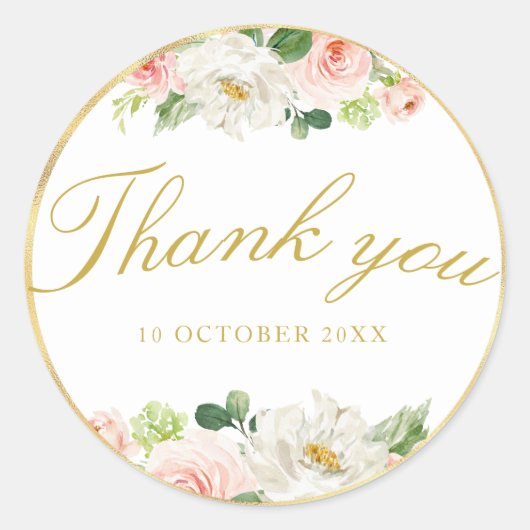 joli rose floral merci sticker (Devant)