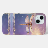 Joli Rose Gold Dragonfly iPhone 15 Coque violet (Verso (horizontal))