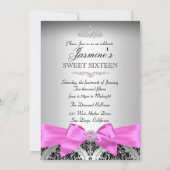 Joli rose noir Damask Sweet 16 Invitation (Dos)