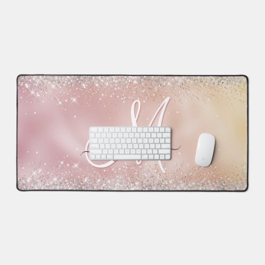 Joli rose or faux argent parties scintillant monog (Clavier et souris)