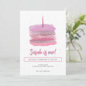 Joli rose premier Invitation d'anniversaire (Debout devant)