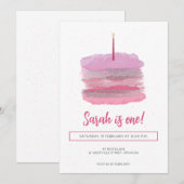 Joli rose premier Invitation d'anniversaire (Devant / Derrière)