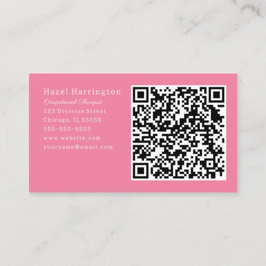 Joli rose QR Code Cartes de visite Fleurs simples (Dos)