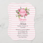 Joli rose rayé nuptiale Invitation douche (Devant / Derrière)