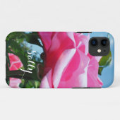 joli rose rose fleurs coque iphone avec nom. (Dos (Horizontal))
