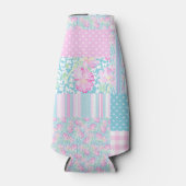 Joli rose Roses Faux Patchwork Bottle Glacière (Devant)