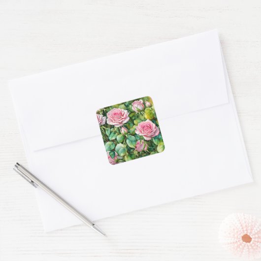 Joli rose Roses Stickers Art Floral (Enveloppe)