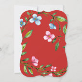 Joli rouge Floral Rustique Faire-part de mariage (Dos)