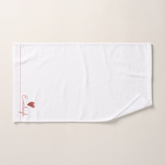 Joli Rouge Nom de script Coeur Serviette (Serviette à main)