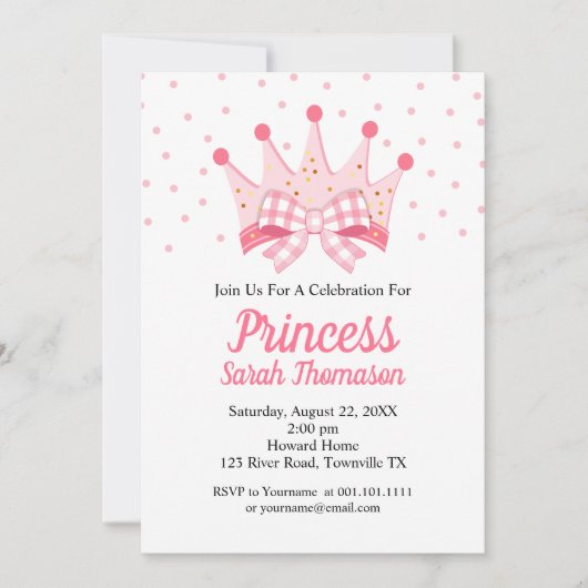 Joli ruban Couronne de Princesse Invitation à une (Devant)