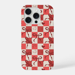 Joli ruban rouge et motif à carreaux en forme de c
