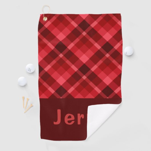 Joli Ruby Rouge Plaid Monogramme serviette de golf (En situation)