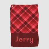 Joli Ruby Rouge Plaid Monogramme serviette de golf (Devant)
