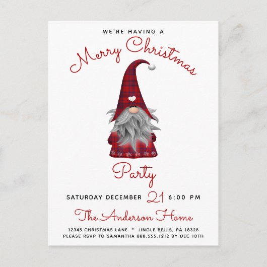 Joli Rustique Joyeux Noël Gnome Party Invitation (Devant)