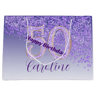 Joli Sac Anniversaire 50 ans Paillettes Violettes
