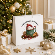Joli sac cadeau de Noël rouge vert classique pour
